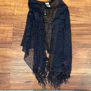 INC navy blue sheer sparkle shawl